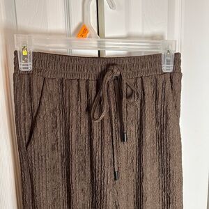 SHEIN Brown Textured Drawstring Pants